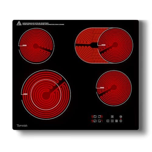 Detalle de TOPWISH Topwish placa vitrocerámica encastrable de 60 cm y 4 fuegos con doble zona y temporizador