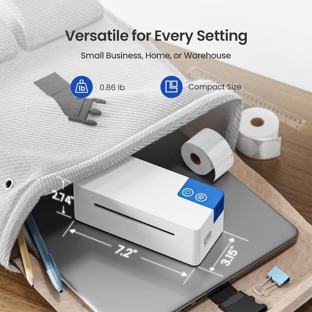 Detalle de ETIKEZ PL50E Bluetooth Thermal Shipping Label Printer (4x6) for iPhone, Android, Windows & Mac, White