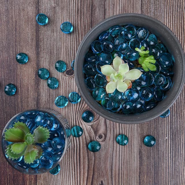 Detalle de Hisredsun 290 Stück Meerblaue Glaskieselsteine (17–20 mm, 1,35 kg) für Vase, Blumentopf & Aquarium