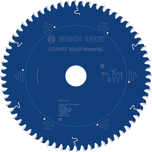 Imagen de Bosch Professional Lama per sega circolare Expert for Multi Material da 216 mm (64 denti) per tagli su metalli non ferrosi e legno en OfertitasTOP