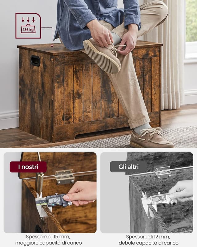 Thumbnail 6 de VASAGLE Cassapanca contenitore 40 x 76 x 48 cm