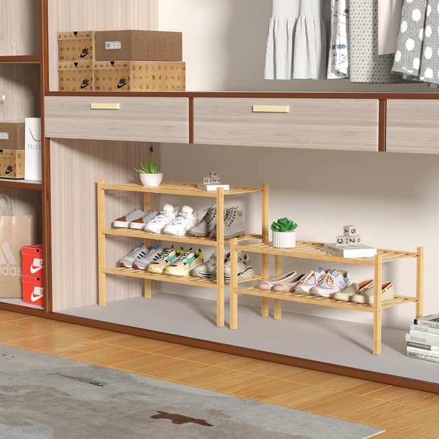 Detalle 2 de ROMGUAR CRAFT 3-Tier Bamboo Shoe Rack 27x11x20
