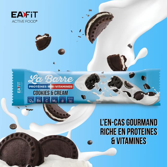 Detalle 2 de EAFIT La Barre Protéines Vitamines Cookies & cream – Présentoir de 24 barres