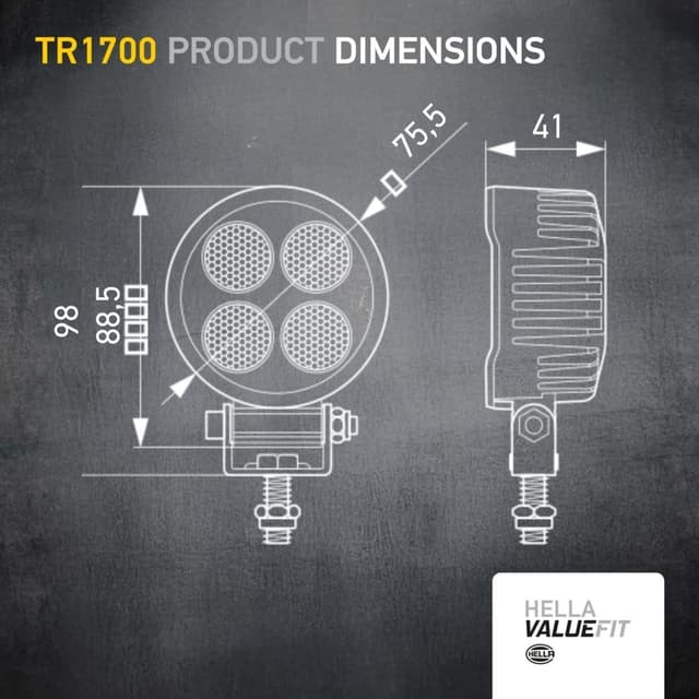 Detalle 2 de HELLA Valuefit LED-faro da lavoro 1G0 357 111-002 (Valuefit TR1700) 24/12V