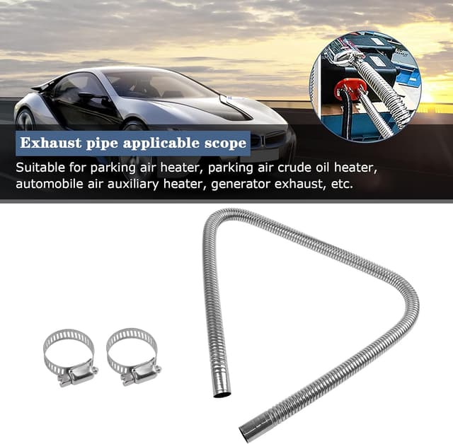 Detalle 2 de Abgasschlauch für Stromerzeuger, 120 cm – JatilEr Abgasschlauch aus Edelstahl inkl. zwei Edelstahlklammern