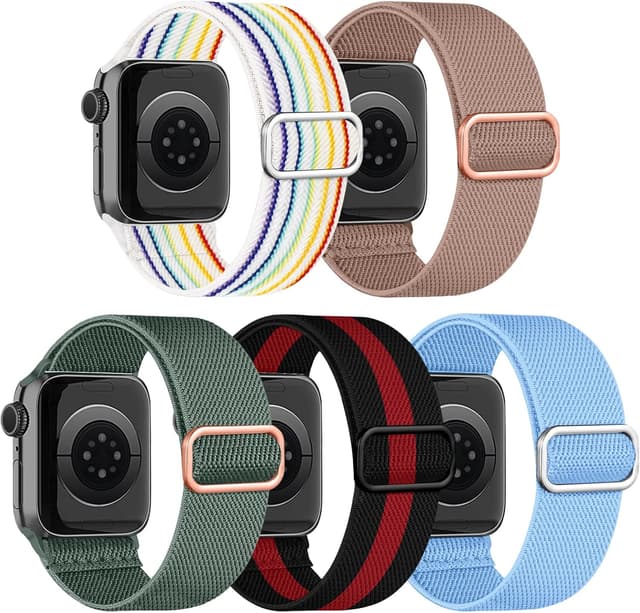 Detalle de Chinbersky 5 confezioni di cinturini in nylon elastico compatibili con Apple Watch (38/40/41/42/44/45 mm)