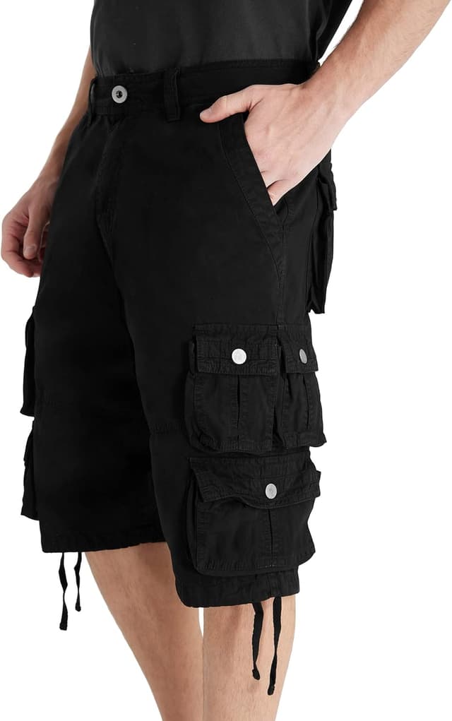 Detalle de YGREYG Men’s Cargo Shorts Long Capri (Below the Knee) — Relaxed Fit with Pockets