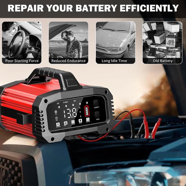 Detalle 2 de Caricabatterie auto 12V 25A / 24V 15A con BOOSTER e funzioni per LiFePO4, AGM, Gel, SLA