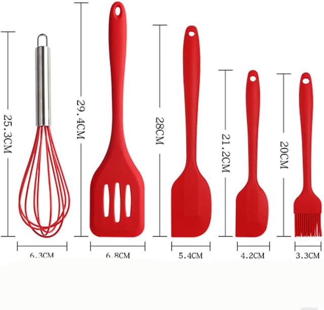 Thumbnail 5 de BINHAI Spatole e utensili da cucina in silicone – set rosso 🍽