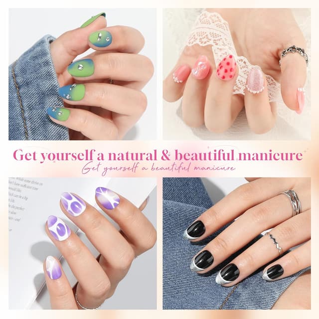 Detalle 2 de UNA GELLA Extra Short Almond Nail Tips (312 pcs) – XS Short Almond Gel Tips, Clear Full Cover