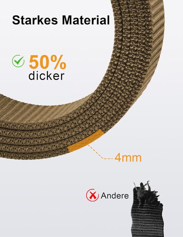 Detalle de JUKMO Automatik Gürtel Herren mit Nylonband und 3,8 cm Ratschen-Schließe