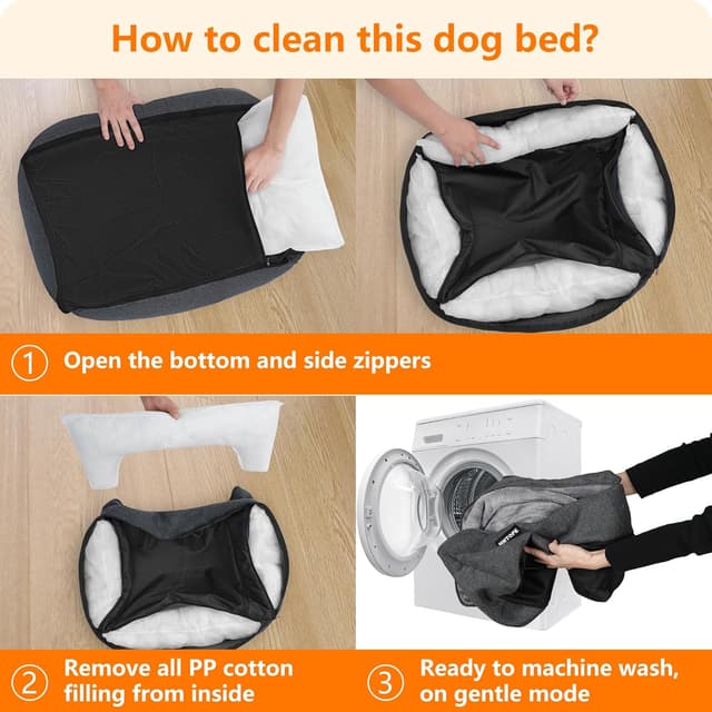 Thumbnail 6 de HMTOPE Hundebett/Hundesofa „Grau Spleißen“, abnehmbar & waschbar, 110 x 86 x 26 cm