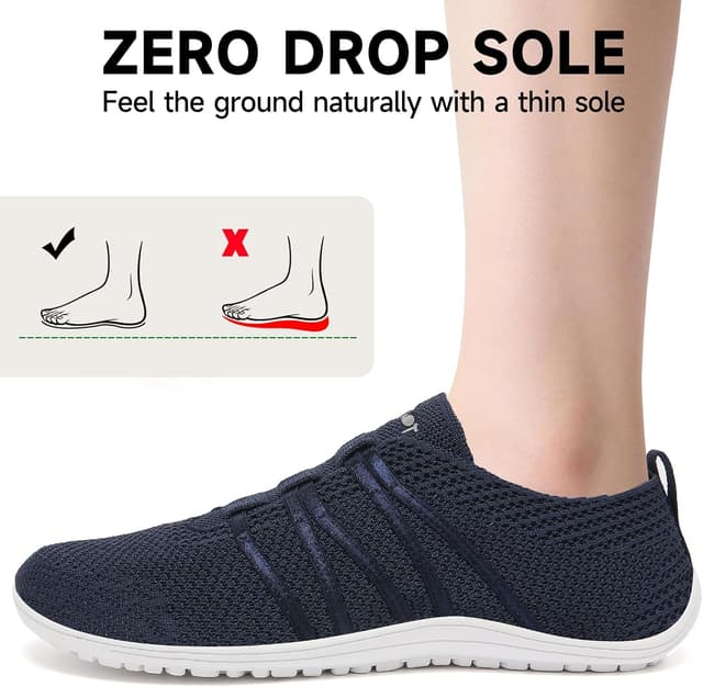 Detalle de Wizshoe Barfußschuhe für Damen & Herren – atmungsaktive Slip-On Sneaker mit Zero-Drop Sohle