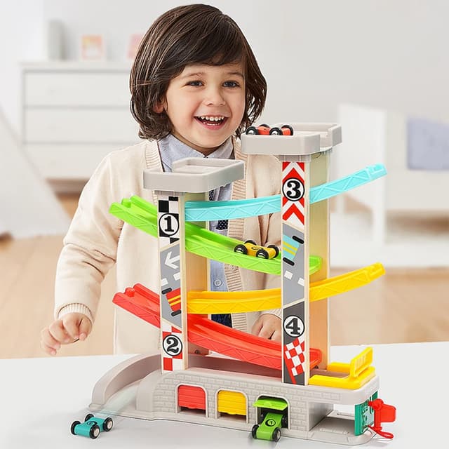 Thumbnail 1 de TOP BRIGHT Kugelbahn Autorennbahn aus Holz mit 5 Autos