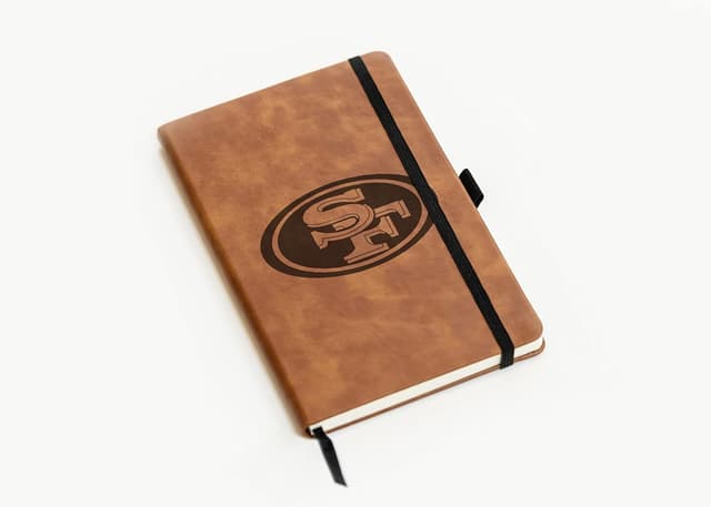 Detalle de Rico Industries NFL Football San Francisco 49ers Brown Laser-Engraved Small Notepad