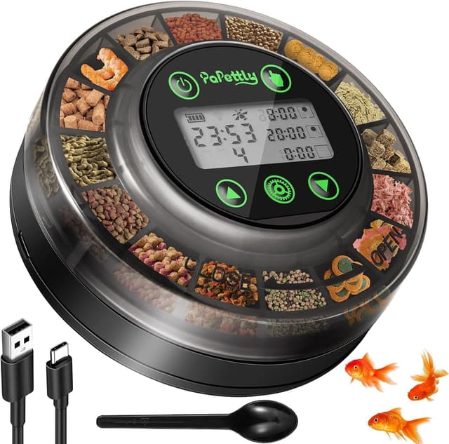 Imagen de Papettly Mangiatoia Automatica Acquario 15 scomparti 🐟 en OfertitasTOP