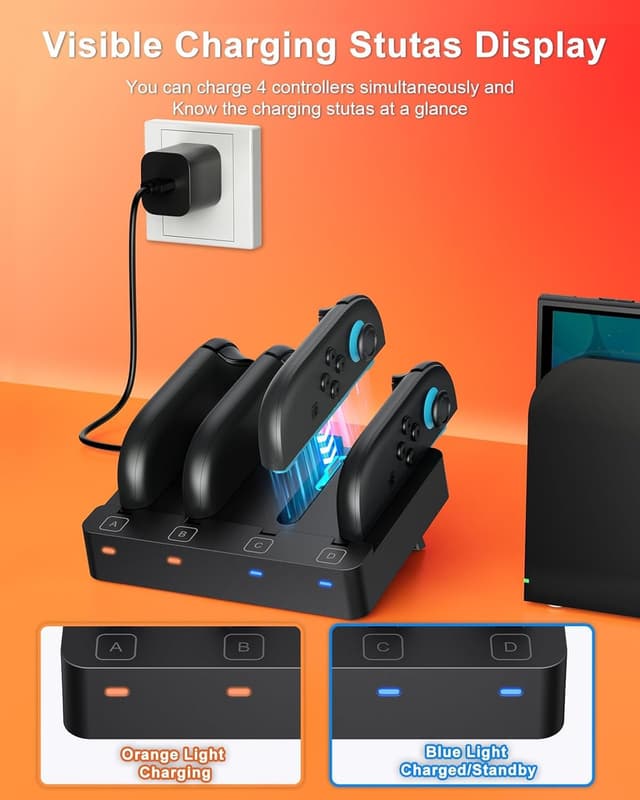 Detalle 1 de FYOUNG Switch 2 Controller Charger Dock 8-in-1