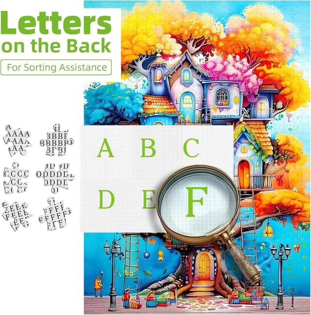 Detalle de Blueforest 1000-Piece Adult Jigsaw Puzzle (Whimsical Tree House Fantasy Art)