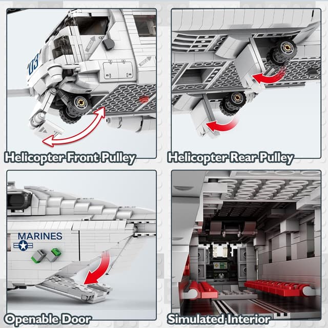Detalle 2 de JMBricklayer CH-53 Helicopter Building Set (60008) – military transport model kit for ages 14+