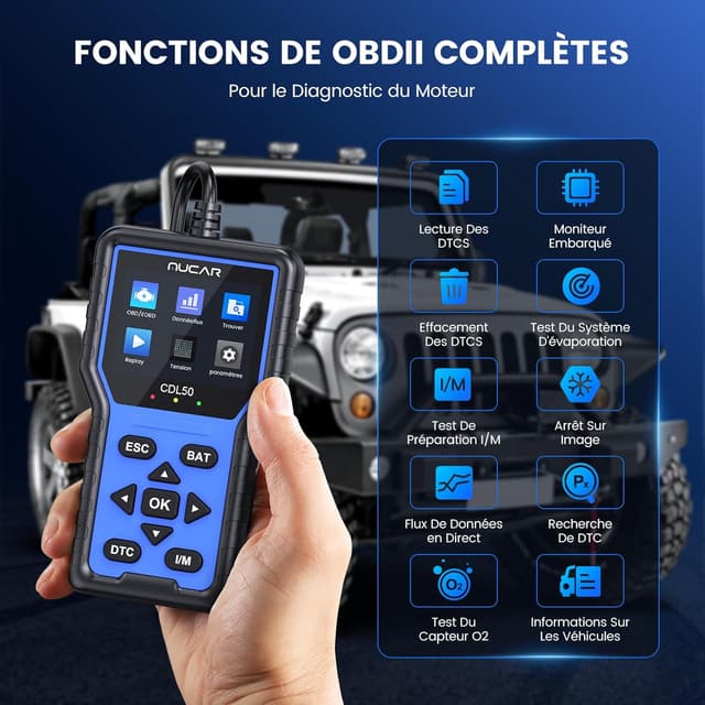 Detalle 2 de Valise Diagnostic Auto MUCAR CDL50 OBD2 : lecteur de codes et effacement des défauts moteur