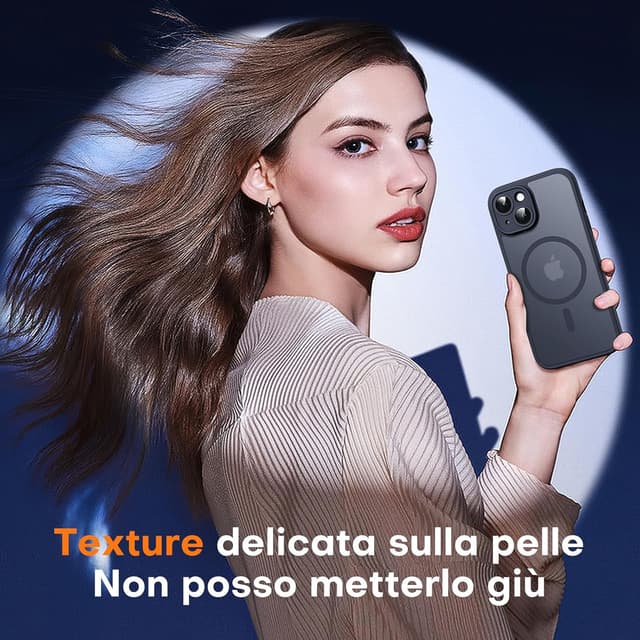 Detalle 2 de TOCOL Cover Magnetica per iPhone 14 da 6,1" con MagSafe e protezione fotocamera, nera