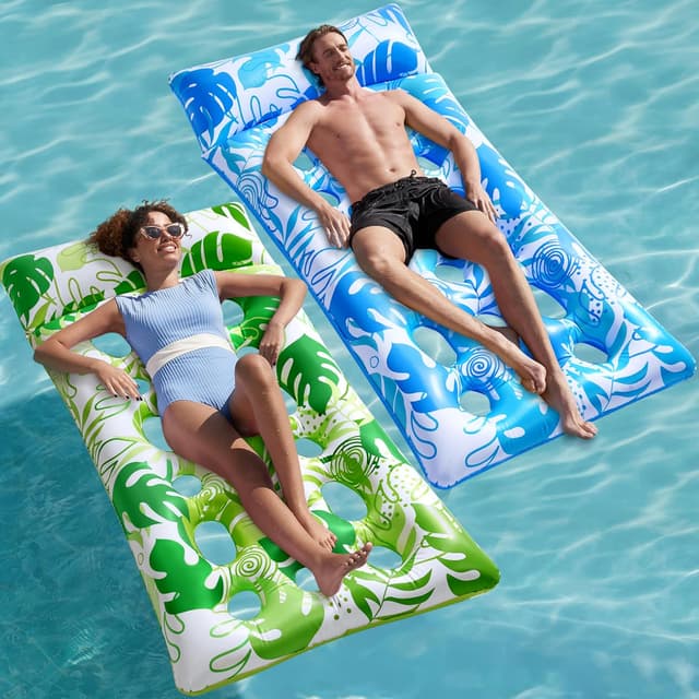 Detalle de SLOOSH 2-Pack Inflatable Pool Float Loungers with Headrest (XL)