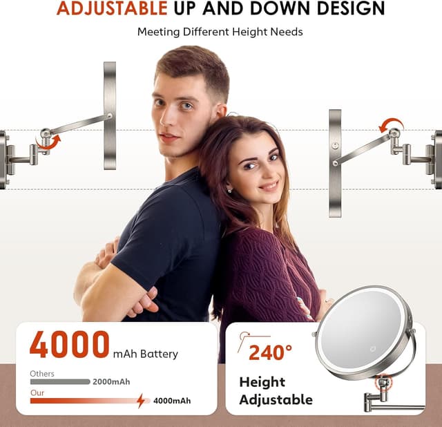 Detalle de ZLOKLA 9 Inch lighted makeup mirror 360