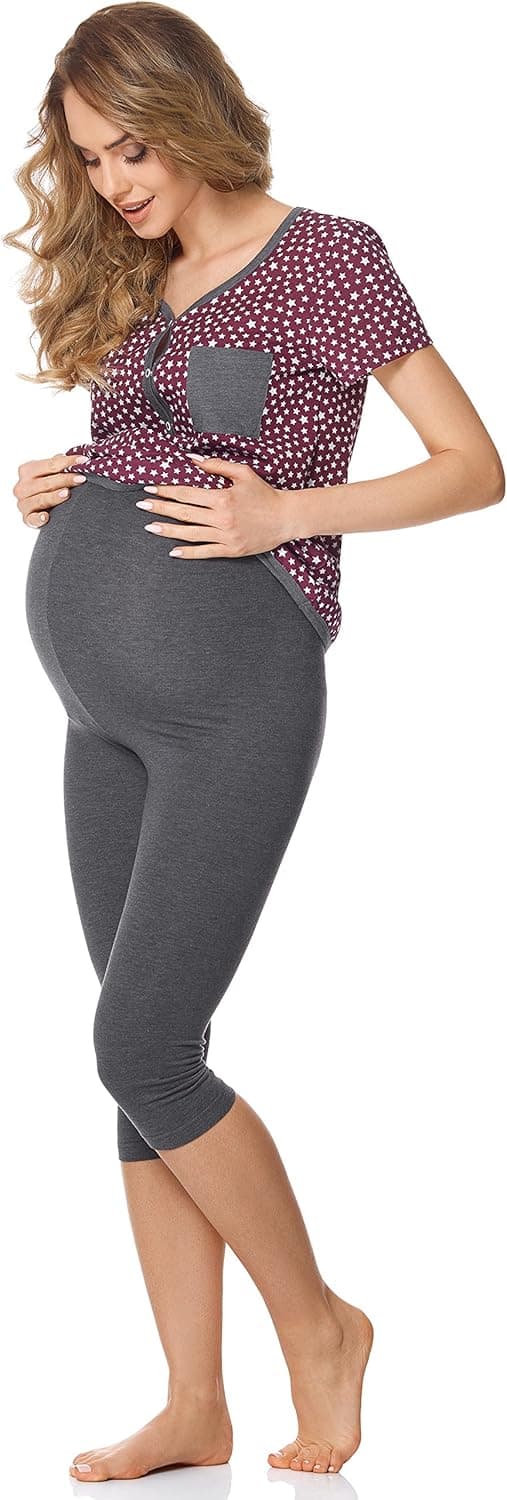 Detalle de Bellivalini Damen Umstands-Pyjama mit Stillfunktion BLV50-126 (Pyjama & Stillzugang)