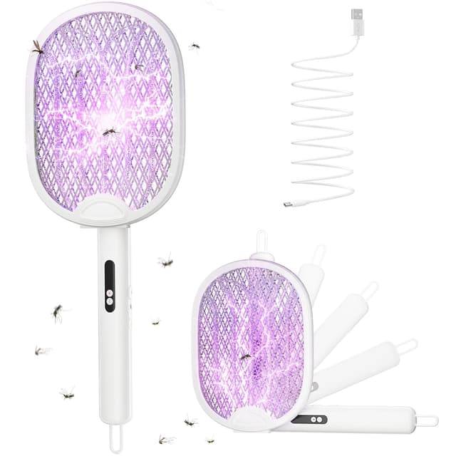 Detalle de WOCVRYY 4000V Electric Fly Zapper Racket (USB-C rechargeable, 1800mAh, foldable)
