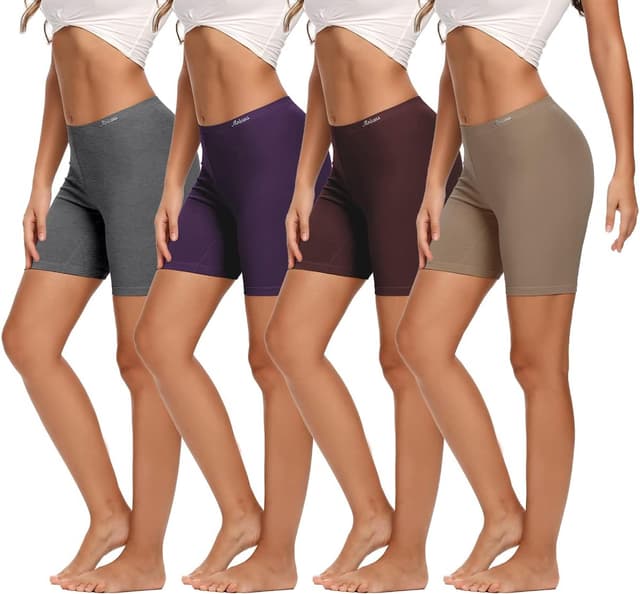 Detalle de Molasus Women’s Cotton Boxer Shorts (8” Inseam) Anti-Chafing Bike Shorts — Regular & Plus Size