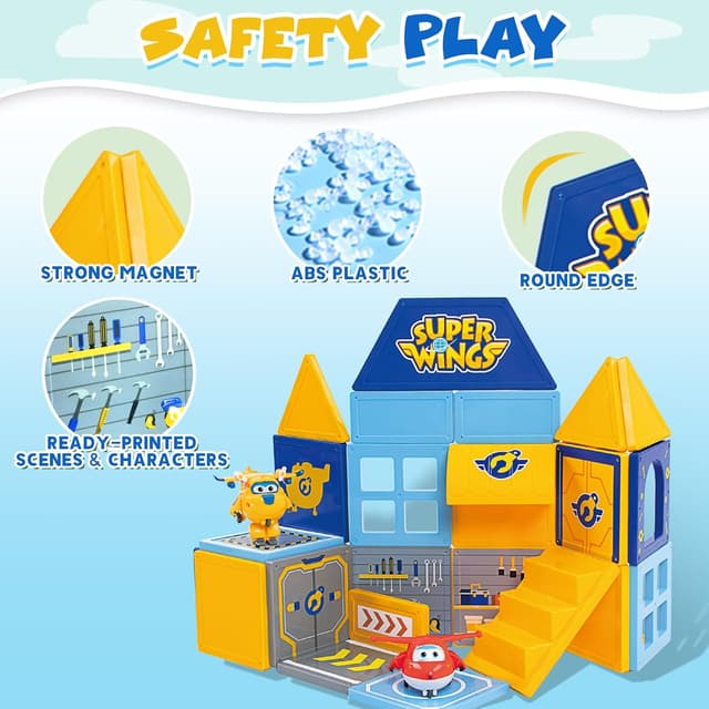 Detalle 2 de Super Wings Blocs de Construction Magnétiques 42 pièces – jouet magnétique éducatif pour 3 à 8 ans (multicolore)