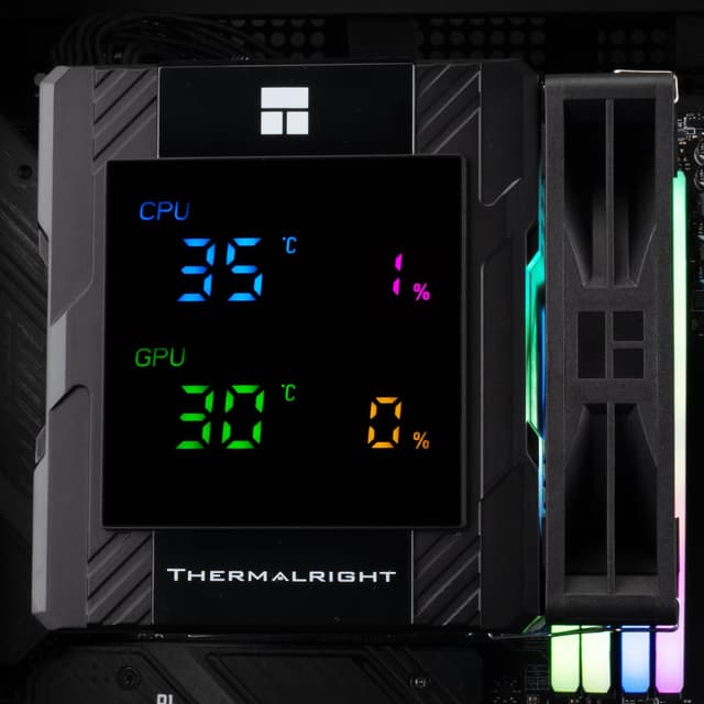 Detalle 2 de Thermalright TR Peerless Assassin 120 Digital ARGB Black (TRCC) – Raffreddatore CPU con display digitale per AM4/AM5 e Intel LGA1700/1851