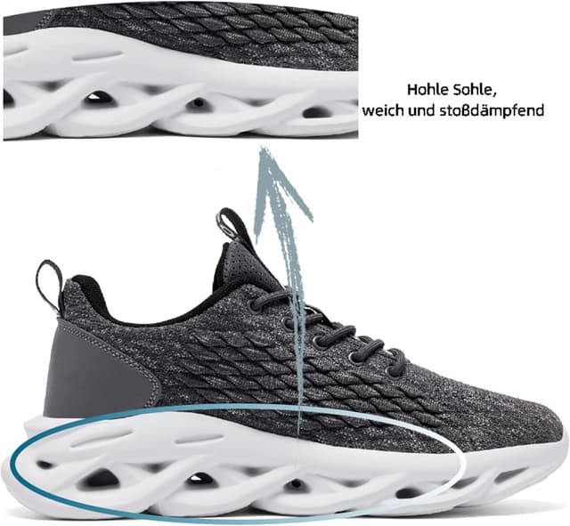 Detalle de TIANZEBEN Herren Sneaker Turnschuhe für Fitness, Walkings & Freizeit – atmungsaktiv und leicht
