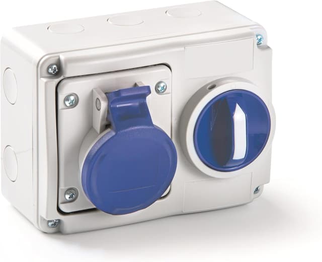 Detalle de ROSI Presa interbloccata grigio/blu con indicatore di stato IP44