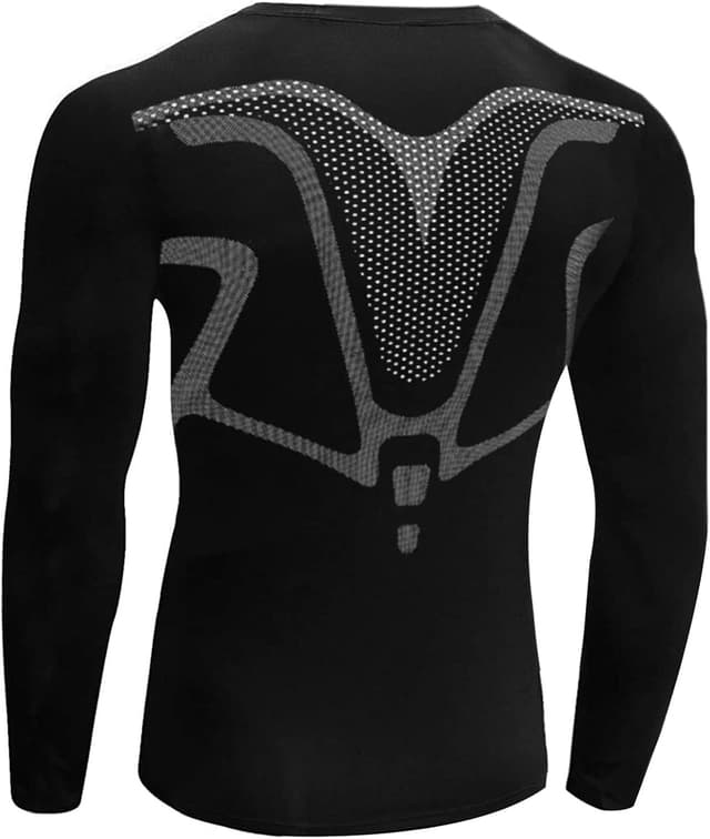 Detalle de Terecey T-Shirt Compression Homme à manches longues : séchage rapide et maintien musculaire