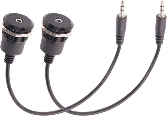 Detalle de PENGLIN 2PCS 3.5mm TRS Stereo Panel Mount Adapter (male to female) with 25cm anti-tangle extension leads
