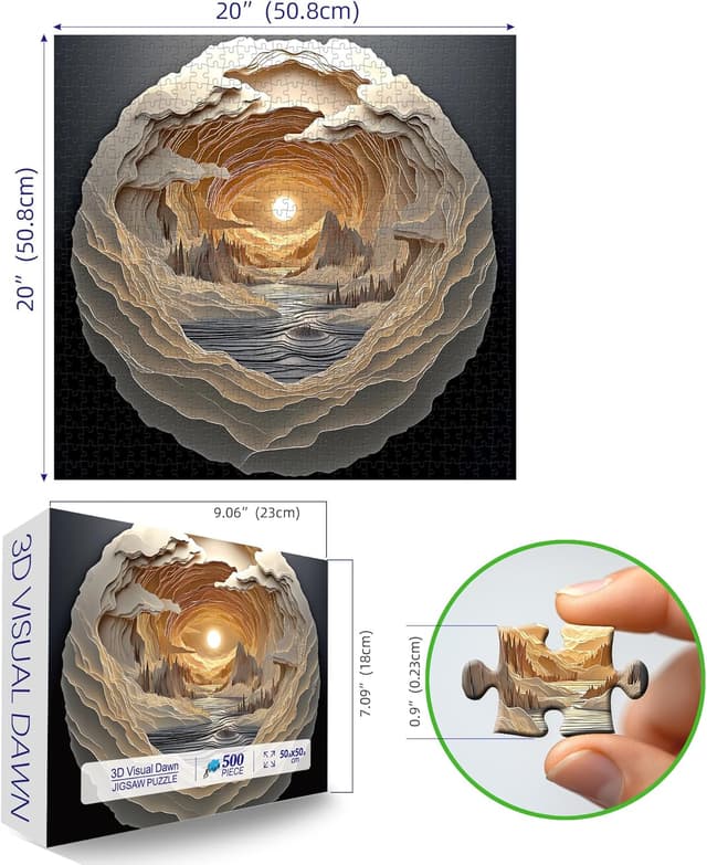 Detalle 2 de 3D Visual Art Puzzles for Adults 500-Piece Cave Dawn Jigsaw Puzzle