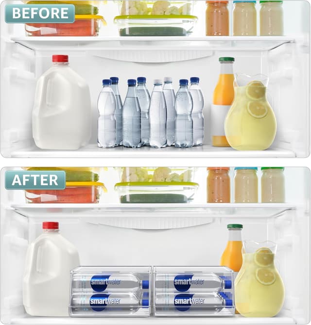 Detalle de Sorbus Water Bottle Organizer for Fridge (Stackable, Lid, Holds up to 9 Bottles) – Clear BPA-Free Plastic