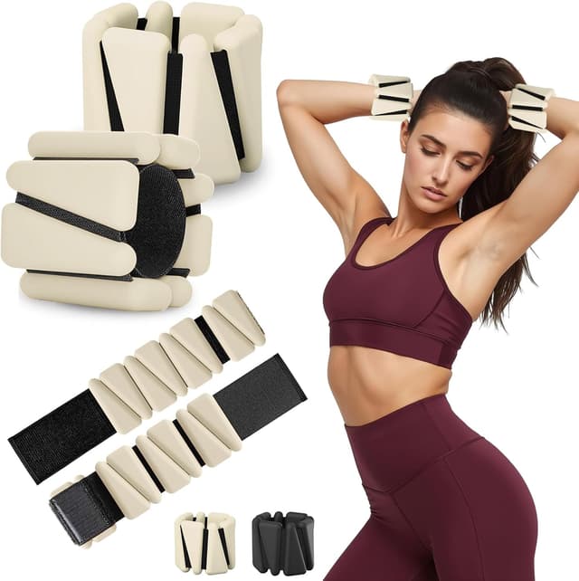Detalle de Adjustable Ankle & Wrist Weights Set of 2 (1lb each) for Yoga, Pilates, Running and Rehab