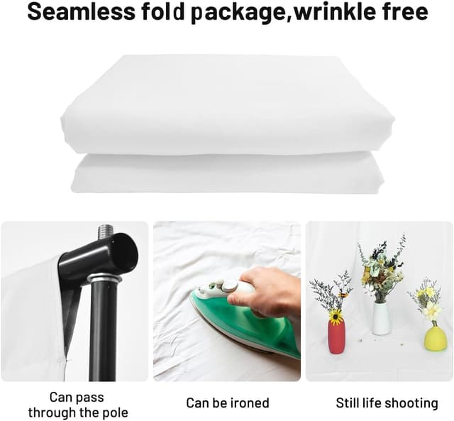 Detalle 2 de DUYIKJ weißer Fotohintergrund 3 x 3 m – großer Bildschirm für Fotoshootings, Partys & Fotografie