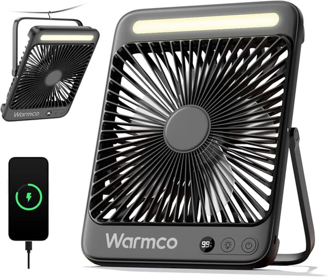 Detalle de Warmco Akku Camping Ventilator 27 cm