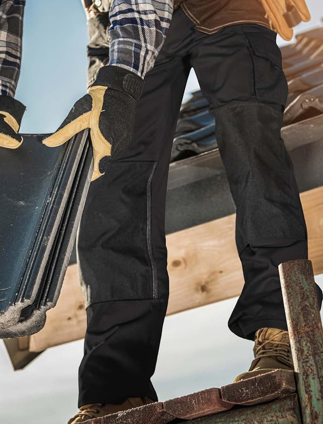 Detalle de Elainone robuste Arbeitshosen für Männer mit 6 Taschen und Kniepolster-Taschen