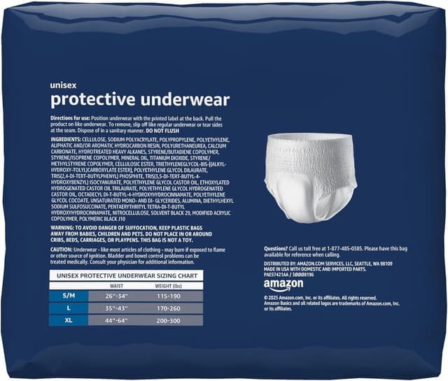 Thumbnail 1 de Amazon Basics Unisex Protective Underwear Extra Large 48 Count 🩲