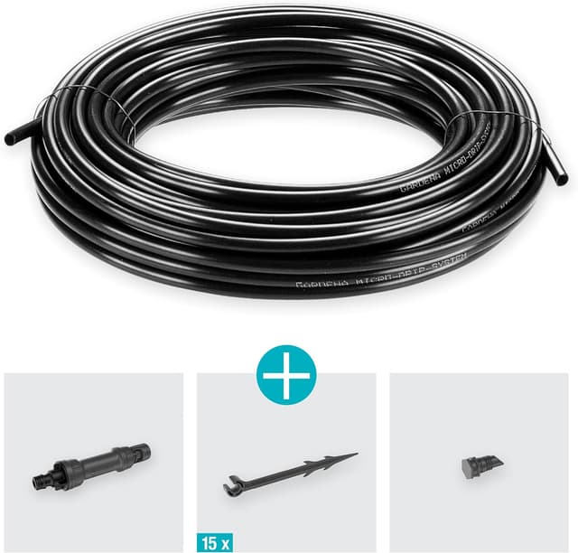 Detalle 2 de GARDENA Start Set Pflanzreihen S (13010-20) – Micro-Drip-Gartenbewässerung für Reihenpflanzungen