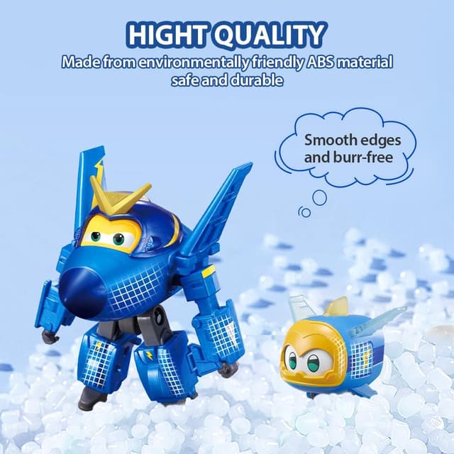 Detalle de Super Wings Transforming Jerome & Pet – personaggi robotici trasformabili su ruote funzionanti