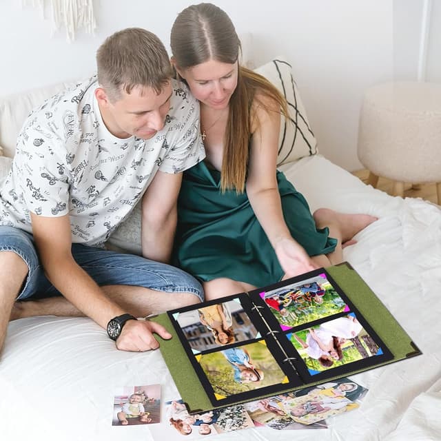 Detalle de ZEEYUAN Fotoalbum zum Selbstgestalten Löwenzahn (60 Seiten, 22x27,3 cm) mit Fotoecken und Ringbuch