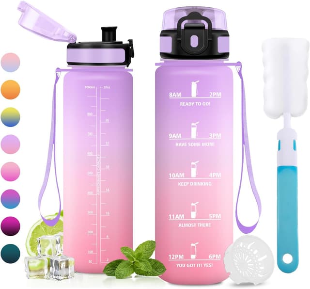 Detalle de JAPORIA Gourde 1L avec filtre, repères de temps et sangle de transport