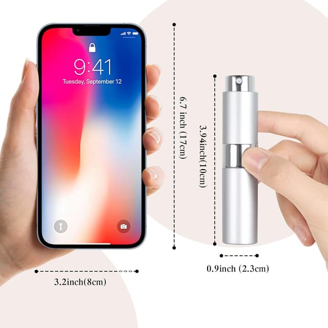 Detalle 2 de AiQInu Vaporisateur Parfum – 3 mini sprays rechargeables de voyage (8 ml) rose + argent + noir