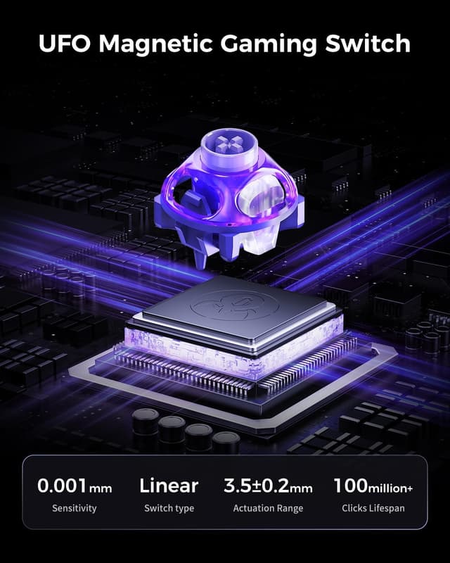 Detalle de GravaStar Mercury V60 Pro 60% Hall-Effect Gaming-Tastatur (V60 Pro) mit 8.000 Hz und 0,005 mm RT