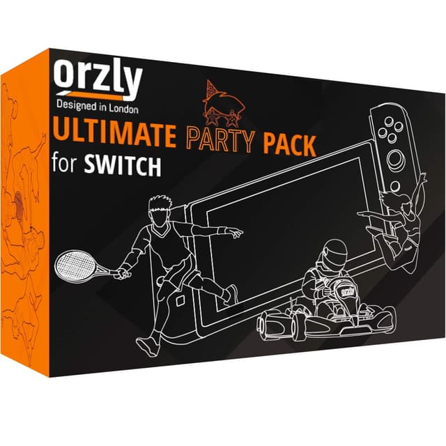Detalle 2 de Orzly Party-Zubehör-Set für Nintendo Switch: Controller-Griffe, Renn-Lenkräder & Partyaufsätze (16-teilig) + Tragetasche